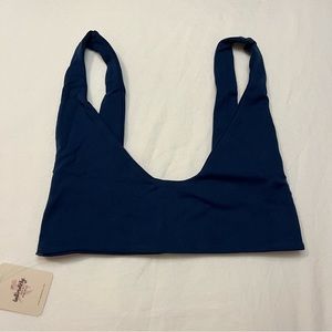 Free People Clean Scoop Bralette in Navy Blue